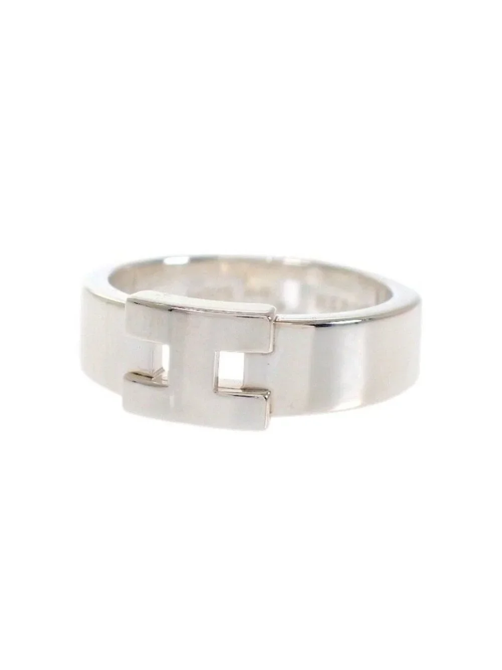 Hermes Newhela Crest Rin 49 Full Ring 925 Sterling Silver